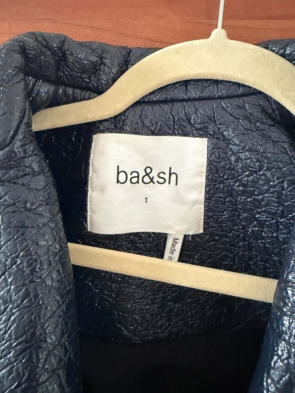 ba&sh Volupia Navy Crinkle Coat Sz S Sz 1 - Picture 6 of 7